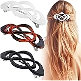 Deozu 3 Pcs Vintage French Barrette Clips, Decorative Strong Hold Grip Barrette Hair Clip, No Slip Styling French Hair Accessories for Women (Black+White+Amber, Glossy)