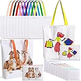 MAFYE 20 Pack Sublimation Blanks Canvas Tote Bags, Reusable Grocery Bags Heat Transfer Widen Tote Bags Cosmetic Makeup Bags Shopping Bag W/Customized Color for DIY, Advertising, Christmas Craft Gifts