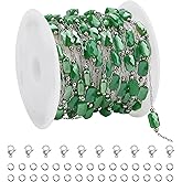 UMAOKANG 4 Meters Green Crystal Chain for Jewelry Making Stainless Steel Small Paperclip Link Chain Roll