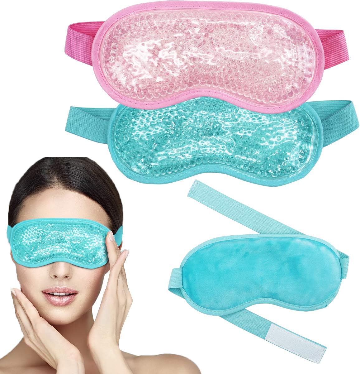 HiFineCare Cold&Hot Eye Mask Gel Bead Cooling Eye Mask for Eyes Puffy Assisted Sleep and Other Problems for Eye Reusable Plush Eye Ice Pack for Hot Cold Therapy (5): Health & Personal Care
