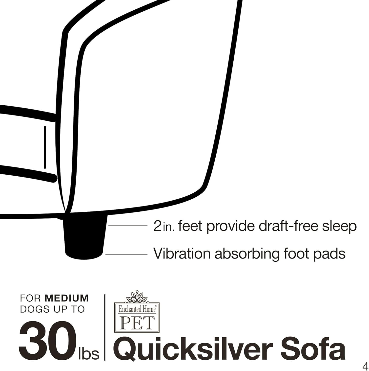 Enchanted Home Pet Quicksilver Pet Sofa Bed, 34 by 3 by 15.5-Inch, Silver : Pet Furniture : Pet Supplies