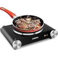 CUSIMAX Electric Burner Hot Plate for Cooking Cast Iron hot plates, Adjustable Temperature Control, Non-Slip Rubber Feet…