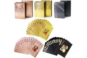 MINGRI 3 Decks Waterproof Playing Cards Plastic Deck of Playing Poker Cards Cool Black Rose Gold, Themed Standard, Waterproof Poker Cards Game Luxury Unique Playing Cards for Adults