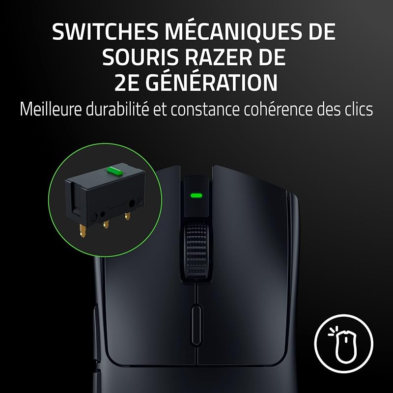 Viper V3 HyperSpeed - Souris sans fil pour l’Esport - Capteur optique 30K Focus Pro (Jusqu’à 280 Heures d’Autonomie, Switches Mécaniques de 2e gen, Polling Rate Réel de 4000 Hz) Noir