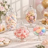 4 Pack Acrylic Apothecary Jars with Airtight Lid, 34/40.5 Oz(Not Glass) | Decorative Canisters for Bathroom Storage, Wedding Display, Cookie Organizer, Clear Containers, Party Buffet Supplies