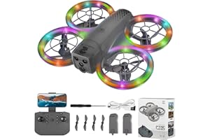 ETERFUN Mini Drone for Kids and Beginners With Cool LED Light - Drone with Camera 1080HD, 3D Flip, Altitude-Hold, Headless Mode, 3 Speed Modes, Easy to fly Kids Gifts Toys With 2 Batteries for Boys and Girls(Grey)