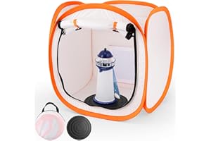 Gyfent Aribrush Spray Booth for DIY Models, 17 * 17 * 17" Portable Airbrush Booth Pop-up Small Spray Paint Tent with Turntable for Small Projects Furniture