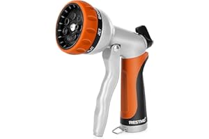 RESTMO Garden Hose Nozzle, Heavy Duty Metal Water Hose Nozzle with 7 Adjustable Spray Patterns, High Pressure Hand Sprayer wi