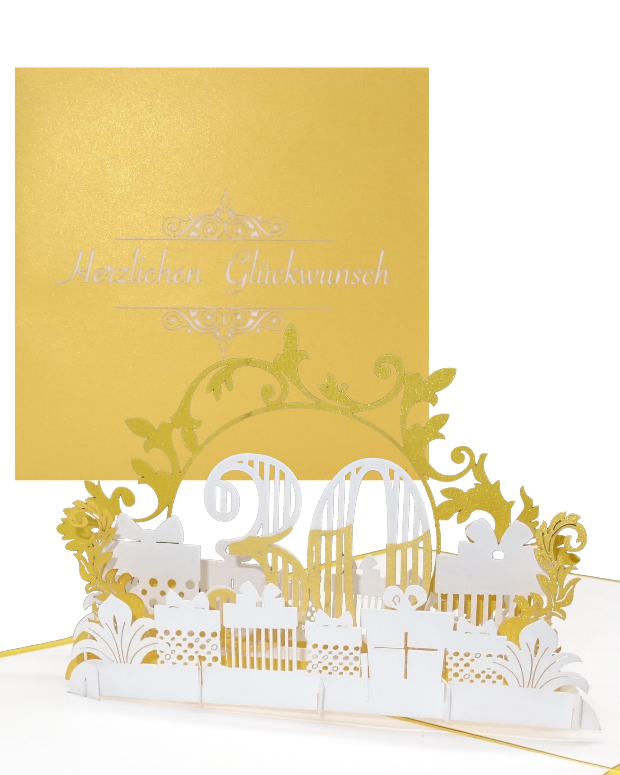 Pop Up Card "30" in Elegant Gold & White - for 30th Birthday & Pearl Wedding - 3D Birthday Card & Congratulations Card Anniversary