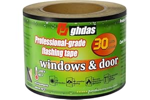 Bghdas Flashing Tape, 3.75" x 30', Industrial Strength for Windows, Doors, Weather-Resistant, UV-Resistant, Tear-Resistant, Advanced Acrylic Adhesive, Black