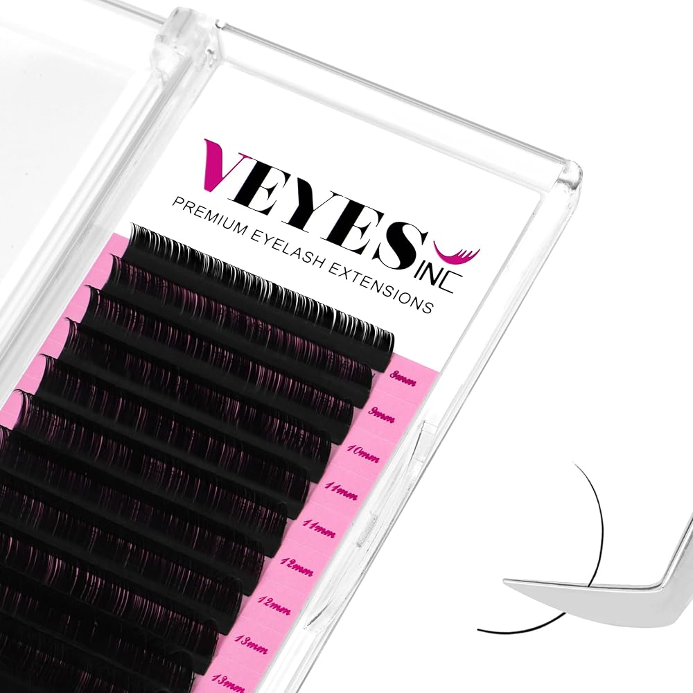 VEYES INC Classic Volume Lash Extensions 0.03-0.20 J/B/L/C/CC/D/DD Curl 5-25mm Mixed & Single Length Tray, Premium Silk Eyela