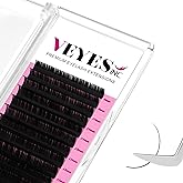 VEYES INC Classic Volume Lash Extensions 0.03-0.20 J/B/L/C/CC/D/DD Curl 5-25mm Mixed &amp; Single Length Tray, Premium Silk Eyelashes, Professional Supplies for Lash Techs(Matte Black 0.15 D 8-16mm)