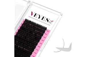 VEYES INC Classic Volume Lash Extensions 0.03-0.20 J/B/L/C/CC/D/DD Curl 5-25mm Mixed & Single Length Tray, Premium Silk Eyelashes, Professional Supplies for Lash Techs(Matte Black 0.15 D 8-16mm)