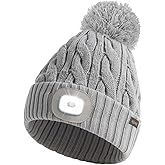 Keains Unisex LED Beanie with Light, USB Rechargeable Headlamp Hat,Gifts for Men and Women
