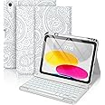 Hamile Keyboard Case for iPad 11th 10th Generation - 7 Colors Backlit Wireless Detachable Folio Keyboard Cover with Pencil Holder for iPad 11-inch A16 2025 10th Gen 10.9 Inch 2022 (Gray)