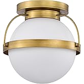 Nuvo Lakeshore - 1 Light Small Flush Mount-9.13 Inches Tall and 10 Inches Wide-Natural Brass Finish