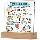 Teacher Appreciation Gifts for Women Men, Teacher Acrylic Plaque with Wooden Stand, Christmas Birthday Retirement Valentines Gifts for Teacher, First Day of School Thank You Gifts for Office Classroom