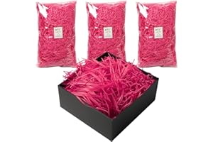 COFEETBO Basket Grass,Crinkle Cut Tissue Paper for Easter Gift Box Wrapping Packing Filling,Recyclable DIY Craft Basket Shred Confetti Raffia Paper Filler,100g 3.53oz Party Decoration (Rose Red 3pcs)
