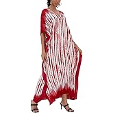 Kaftan Dresses for Women V-Neck Print Swimsuit Cover Up Plus Size Beach Caftan Lounge Dress