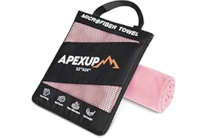 APEXUP Microfiber Travel Towel, Ultra Absorbent Quick Dry Towels, Lightweight Gym Sports Camping Towel for Workout, Yoga, Beach, Shower, Swimming (24"×12", Pale Rose)