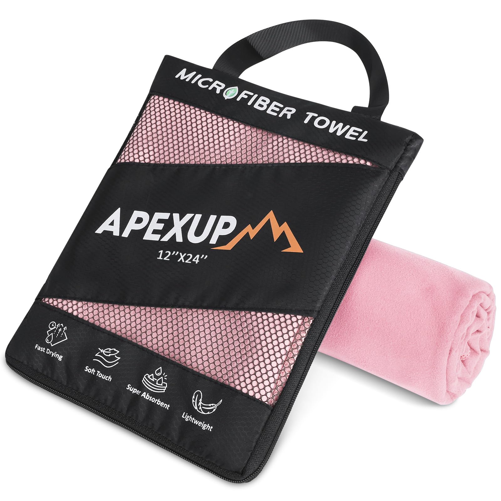 Photo 1 of APEXUP Microfiber Travel Towel, Ultra Absorbent Quick Dry Towels, Lightweight Gym Sports Camping Towel for Workout, Yoga, Beach, Shower, Swimming (24"×12", Pale Rose)
