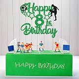 Gidobo 8th Birthday Cake Toppers Green Glitter Soccer Theme view 5