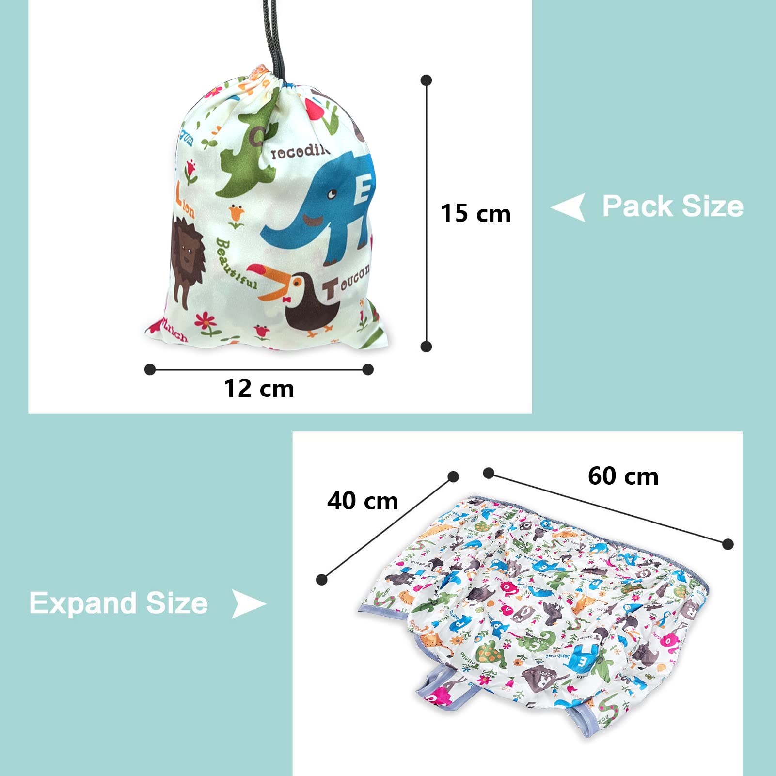 Shopping Cart Cover for Baby, High Chair Cover, Cart Cover for Babies, Kids& Toddlers, Portable 2-in-1 Design, Includes Free Carry Bag for Market and Resturant Use(Cute Zoo)