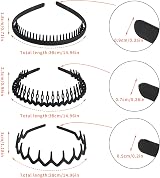 WLLHYF 3 Pcs Sharks Tooth Hair Comb Non-Slip Headband Wavy Teeth Black view 2