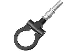 X AUTOHAUX Black Aluminum Alloy Round Front Rear Bumper Trailer Ring Eye Towing Tow Hook Screw for Mazda 3 2004-2009