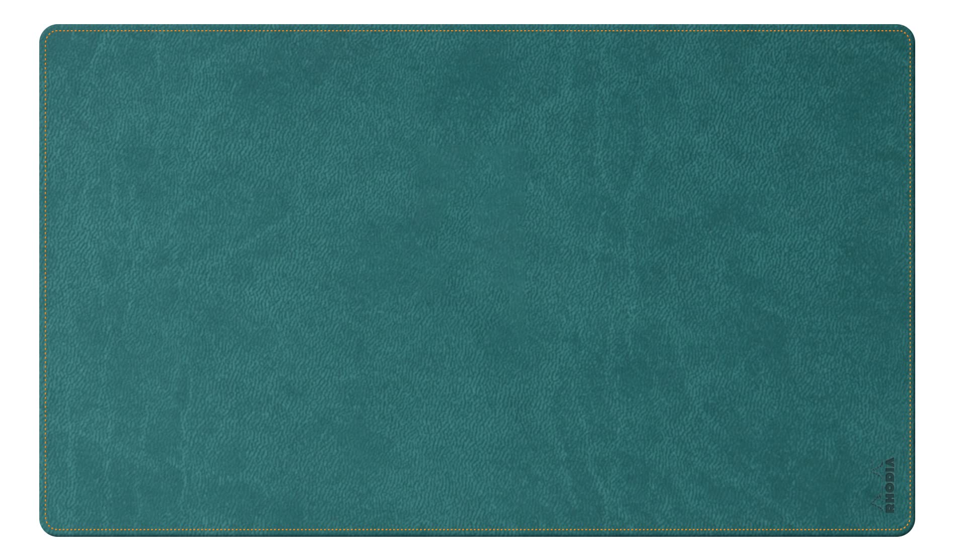 RHODIA 194276C - Peacock Soft Desk Pad - Size M (80x40 cm) - Italian Faux Leather - Orange Saddle Stitching - Rhodiarama Home Office Collection - Office Organization & Designer Storage