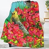 Jbofyee Spring Birds Blooming Flowers Throw