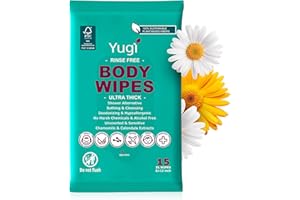 YUGI BABY GREEN Body wipes (1 pack) 15 XL ultra thick shower wipes for Adult Bathing,Camping,Traveling,Gym,Nursing,car,Unscented,no-rinse bathing washcloths,Shower alternative face and body extra moist wipes