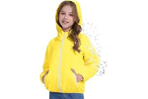 Zando Lightweight Girls Rain Jacket - Hooded Windbreaker Water-Resistant Girls' Outerwear Jackets & Coats for Kids 4-10Y