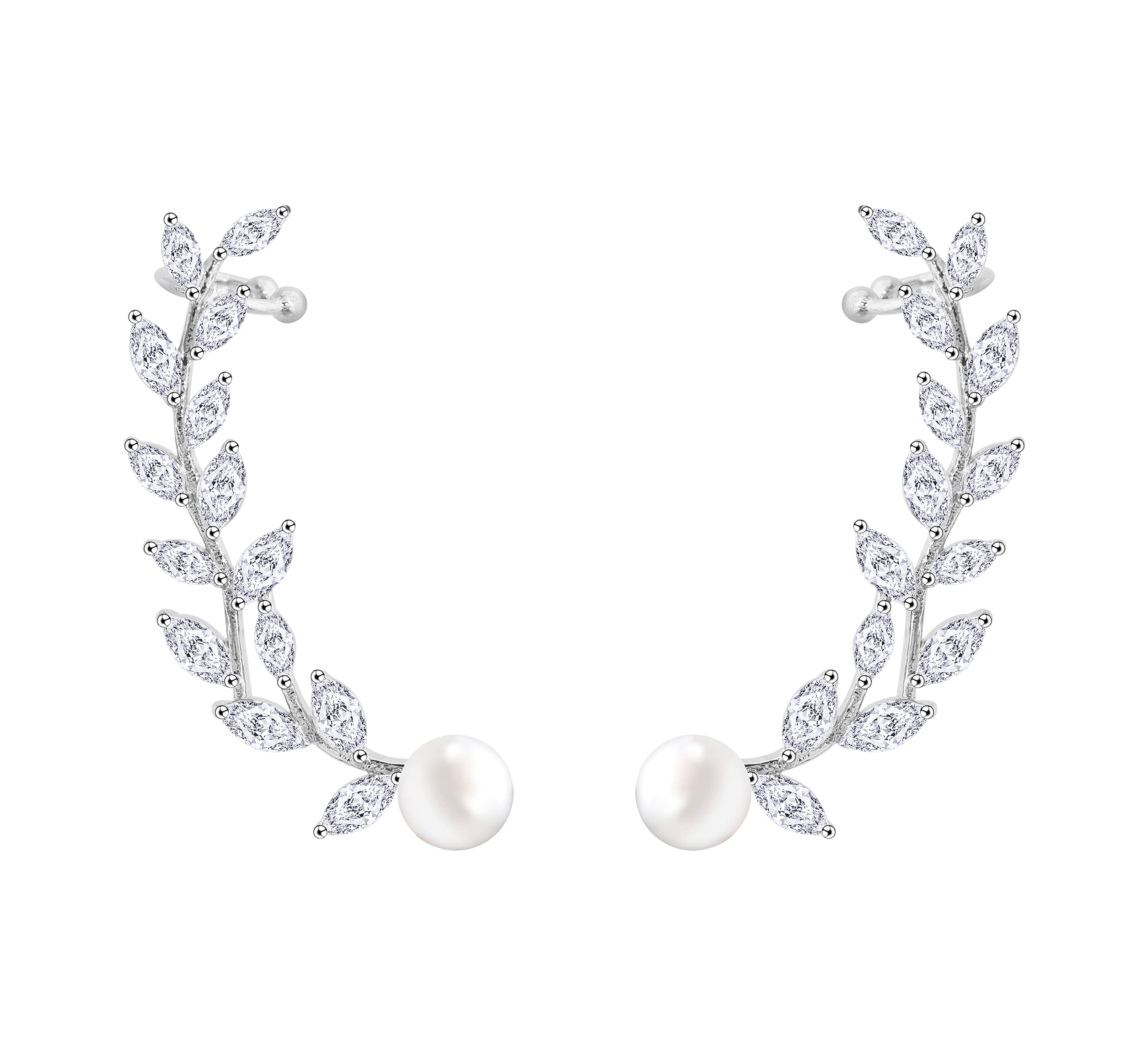 KristLand Gold Plated Women Studs Earrings Freshwater Pearl and Cubic Zirconia Jewelry/Birthday Gift for Ladies Girls