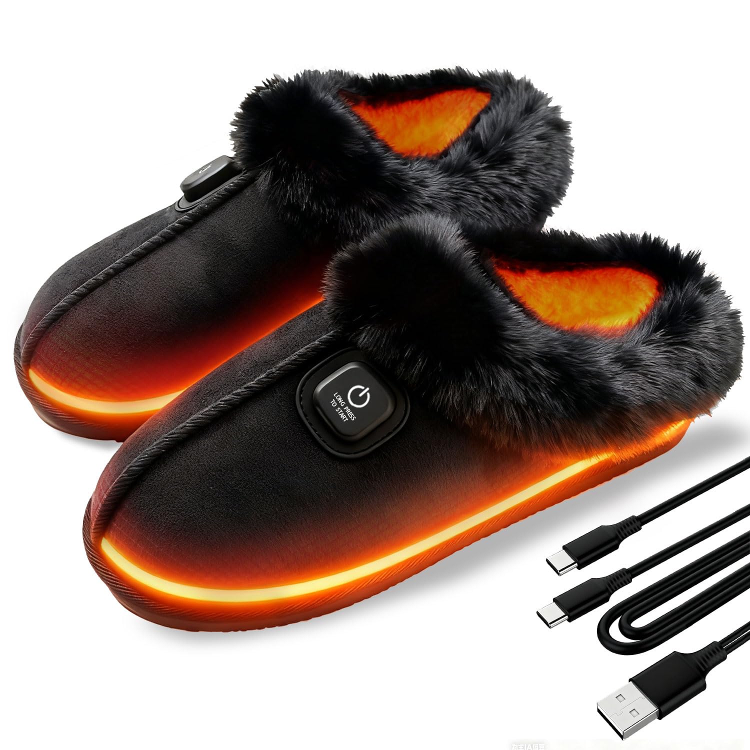 Photo 1 of SEASAND Heated Slippers for Men and Women, Rechargeable Electric Foot Warmer, 3-Gear Electric Thick Warm Winter Heated Shoes for Feet Warmers (S: Men 5-6 / Women 6.5-7.5)
