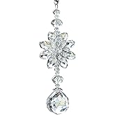 H&D HYALINE & DORA Clear Hanging Crystal Ball Prisms Flower Fengshui Ornament Suncatcher Rear View Mirror Car Charm Decor
