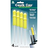Caulk Cap CCY Caulk Saver, Reusable Tube Sealer with Puncture Pin, 4 Pack | Over 1 million sold, fits smooth and ring-lock nozzles like GE and DAP, prevents dried tips, pull-off sleeve, US-patented