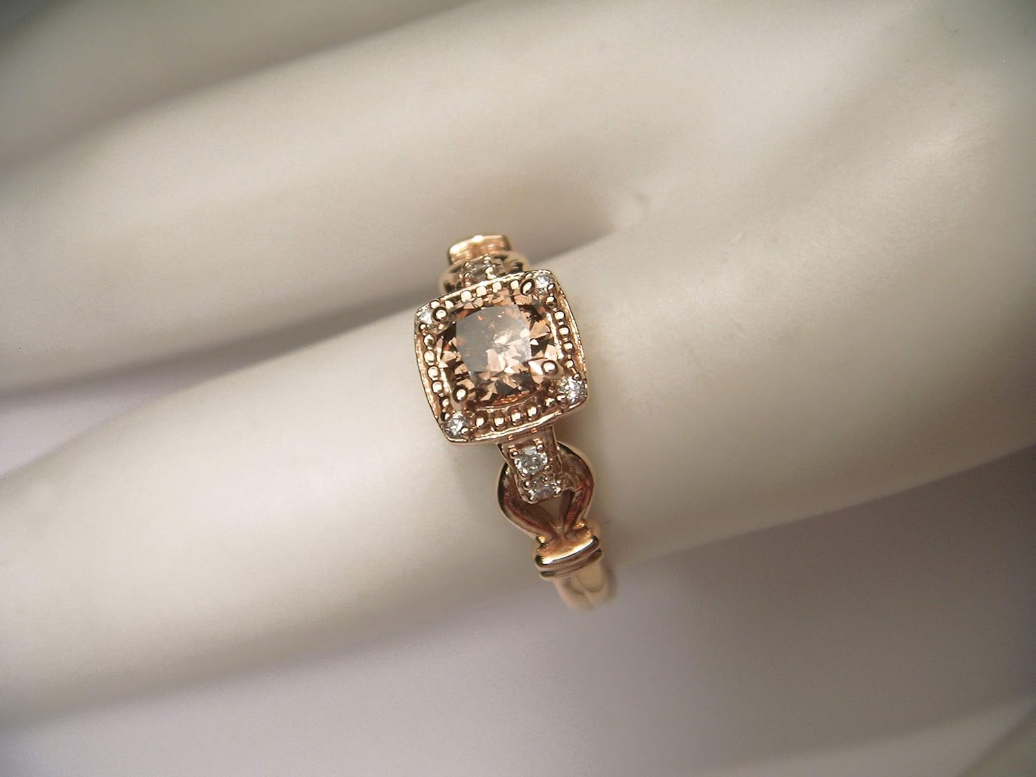 Amazon Com Gorgeous 14k Pink Rose Gold Cushion Cut Solitaire
