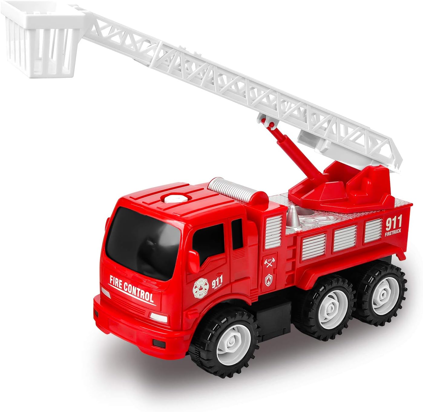 Zmoon Fire Engine Truck Toy, Inertial Fire Truck Car Rescue Vehicle with Extending Ladder Gift for Kids Boys Girls Toddlers