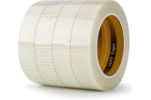 LLPT Filament Strapping Tape Fiberglass Mesh Reinforced 1" x 36 Yards Each 6.2 Mil 4 Pack Heavy Duty Packing Tape for Mailing