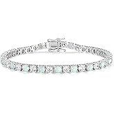 FANCIME Birthstone Tennis Bracelet, Sterling Silver Tennis Bracelets for Women, Fine Jewelry Wedding Bridal Prom Birthday Gift for Women Mom Wife, Length 7.2 Inch, Width 4mm