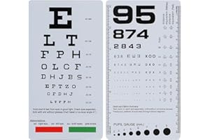 YNR Pocket Eye Chart, 2 in 1 Snellen Eye Chart, Rosenbaum Pocket Eye Chart, Handheld Double Sided Plastic Eye Chart for Eye Exams