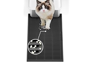 PetNova Silicone Cat Litter Mat: Easy Clean Litter Box Mat for Floor - Waterproof Kitty Litter Mat Litter Trapping Mat - Anti Tracking Cat Litter Catcher Mat Washable (Black, 24”x15”, Pack of 1)