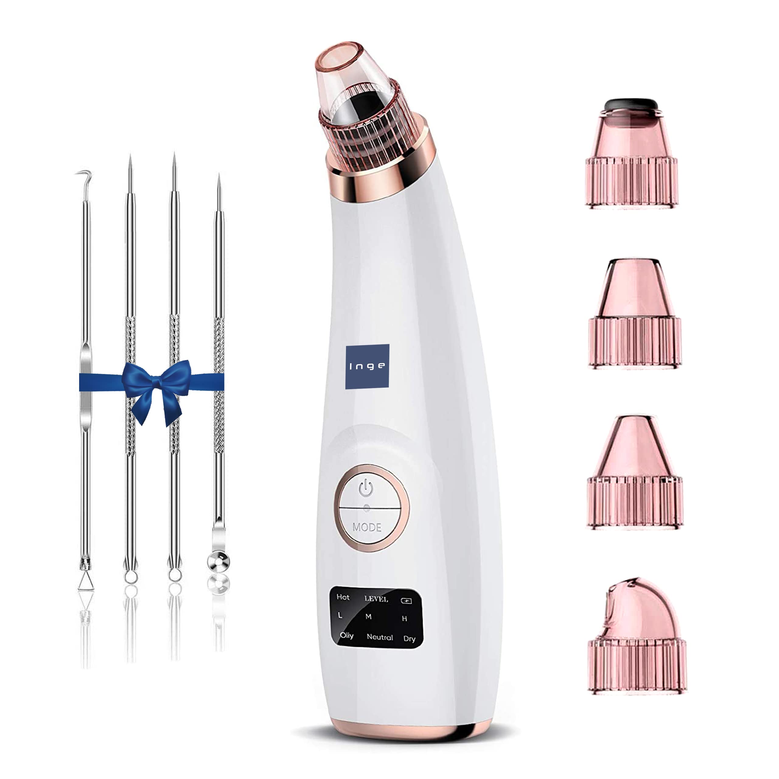 Electric Blackhead Remover Vacuum, Pore Cleaner for Face with 5 Heads, Deep Pore Cleaner & Acne Extractor Tool, 4 Suction Modes for All Skin Types
