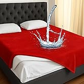 Tisancy Waterproof Blanket and Stain Proof, Queen Size 80'' x 60'' Double Side Leakproof Reversible Sherpa Flannel Fleece 3 Layer Lightweight Red Blanket, Absorbs 50oz