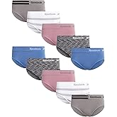Reebok Hipster Panties for Women - 10 Pack Stretch Performance Seamless Underwear with Relaxed Tag-Free Waistband (S-XL)