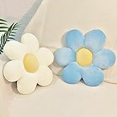 FSRONGXI Blue Flower Pillows 2Pcs Decorative Throw Pillows for Bed Couch, Soft White Flower Plush Floor Pillows Room Décor for Bedroom Living Room15.35IN