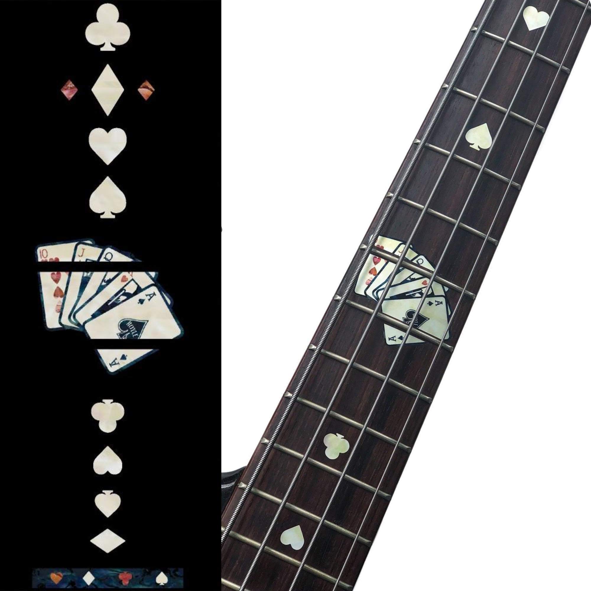 Inlaystickers Fret Markers for Bass - Playing Cards - White Pearl, FB-103PC-WT