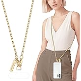 MOUTAKEY Metal Cell Phone chain Crossbody Phone lanyard with 2 Tether Tabs Detachable iPhone Chain Crossbody Strap,Non-rusting,Solid,iPhone Lanyard for Women Girls Travel Shopping Party Camping