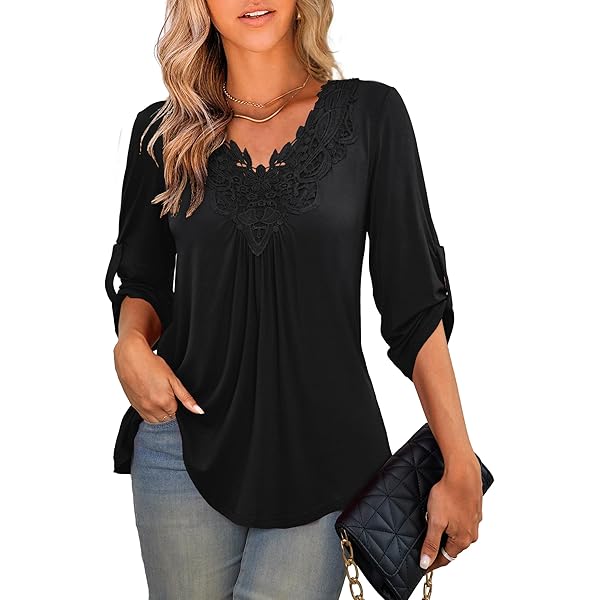 トップス acka asymmetry blouse Seta T Women's Casual Tunic Top Crewneck 3/4 Sleeve